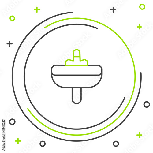 Line Washbasin with water tap icon isolated on white background. Colorful outline concept. Vector.