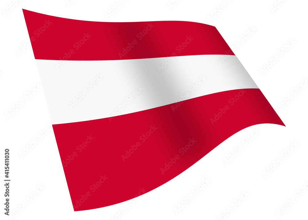 Austria waving flag 3d illustration isolated on white with clipping path Austria waving flag 3d illustration isolated on white with clipping path