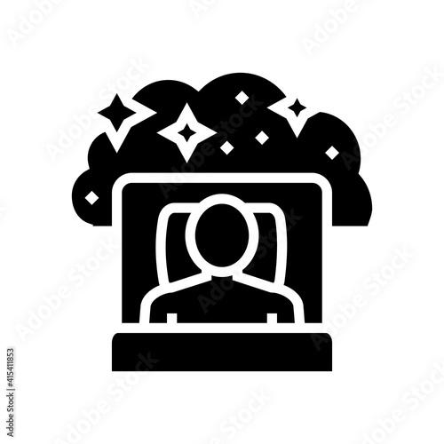 sleeping with dream patient glyph icon vector. sleeping with dream patient sign. isolated contour symbol black illustration