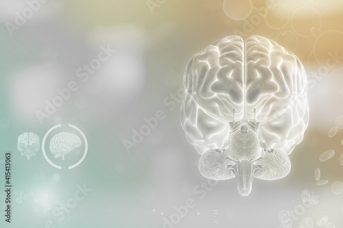Human brain, neurosurgery analysis concept - detailed hi-tech texture, medical 3D illustration