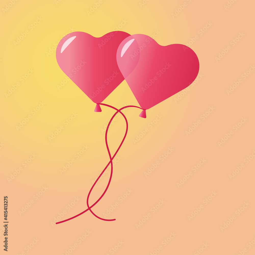 Two balloons in the form of hearts