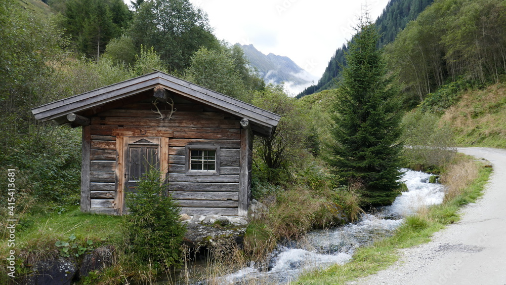the start of the hiking trail Schwarzachtal, Gerlos, Zillertal Alps, Tirol, Austria, September the start of the hiking trail Schwarzachtal, Gerlos, Zillertal Alps, Tirol, Austria, September