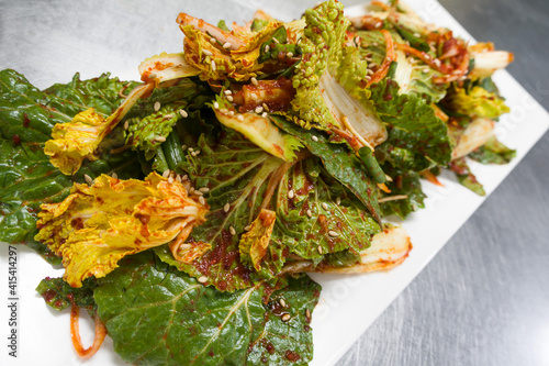 korean Seasoned Cabbage bomdong food. Cabbage kimchi. photo