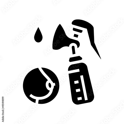 pumpking milk with breast pump glyph icon vector. pumpking milk with breast pump sign. isolated contour symbol black illustration