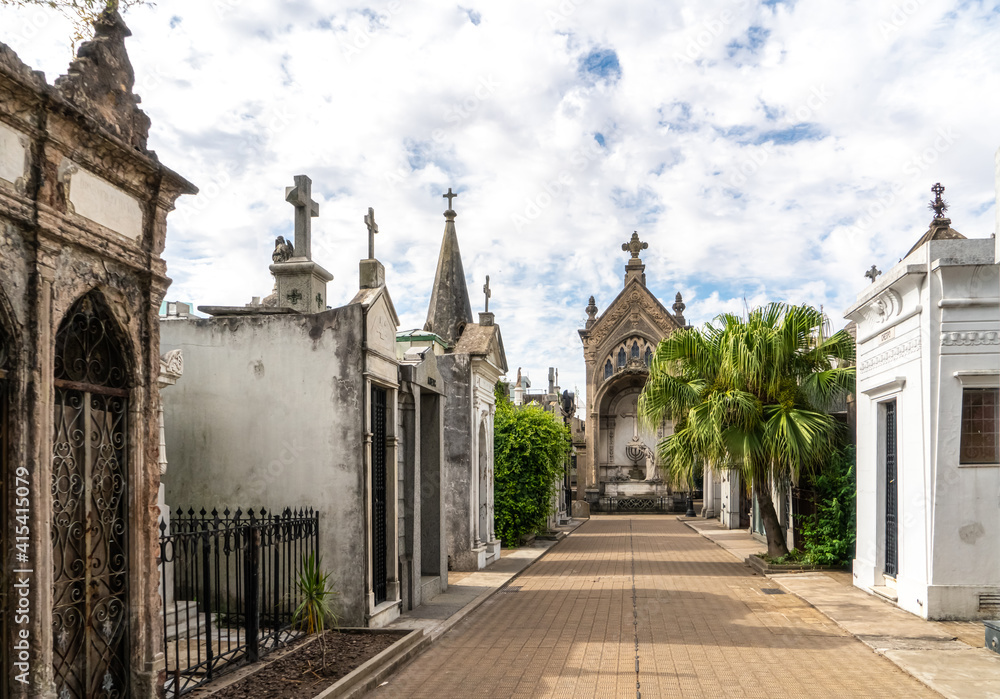 Argentina , in Buenos Aires, one of the alleys of the famous Cemetery of Recoleta. 