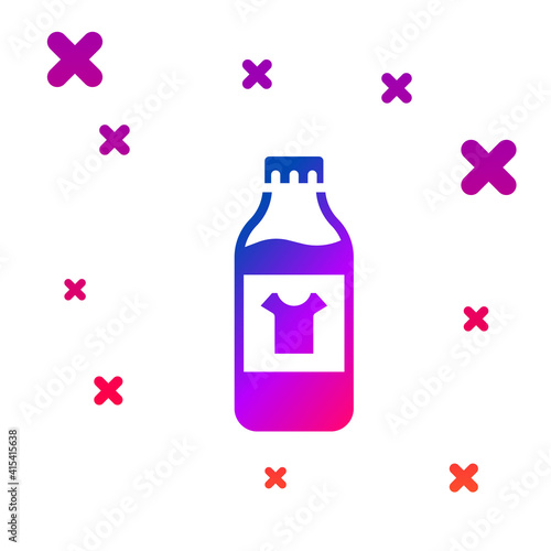 Color Plastic bottle for laundry detergent, bleach, dishwashing liquid or another cleaning agent icon isolated on white background. Gradient random dynamic shapes. Vector.