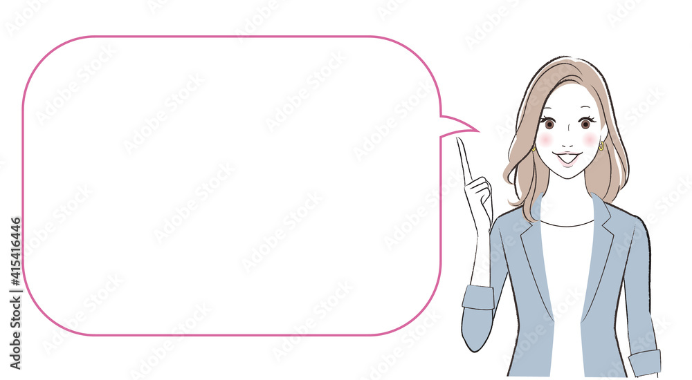 A business woman talking about something with speech bubble A business woman talking about something with speech bubble