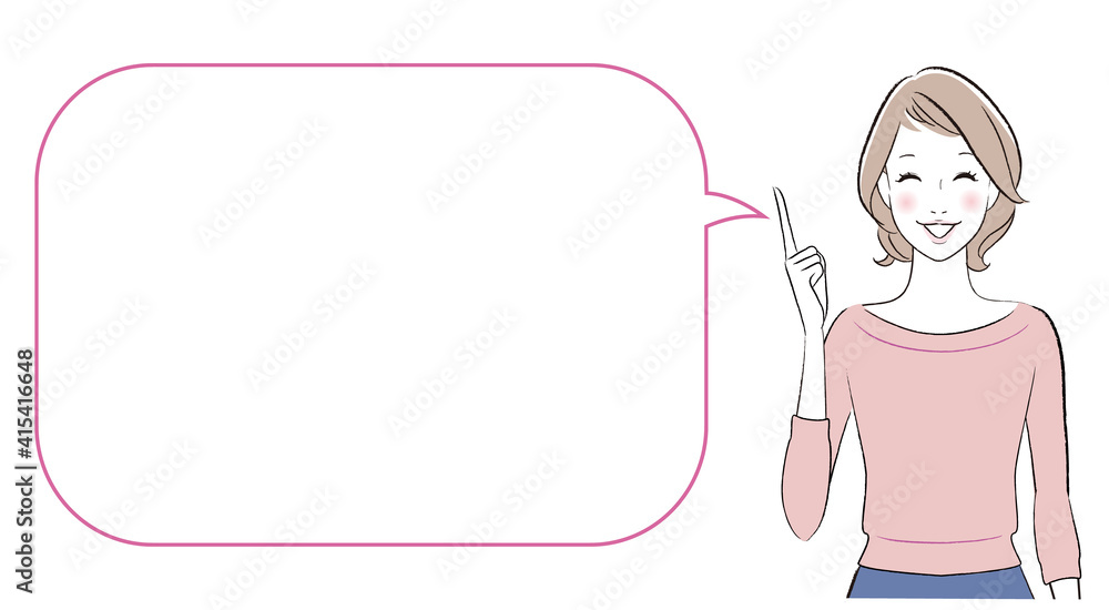 A woman talking about something with speech bubble A woman talking about something with speech bubble