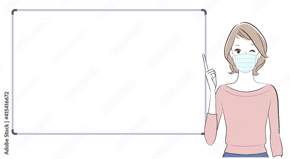 A woman talking about something with a white board A woman talking about something with a white board