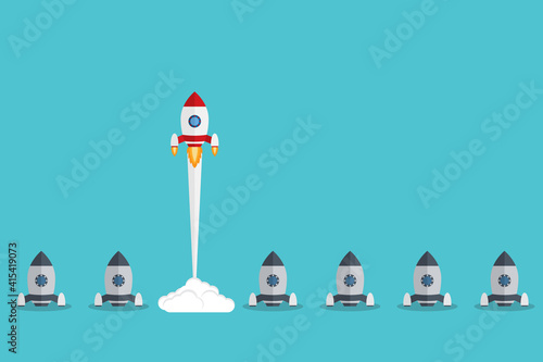 Think differently - Being different, taking risky, move for success in life -The graphic of rocket also represents the concept of courage, enterprise, confidence, belief, fearless, daring.