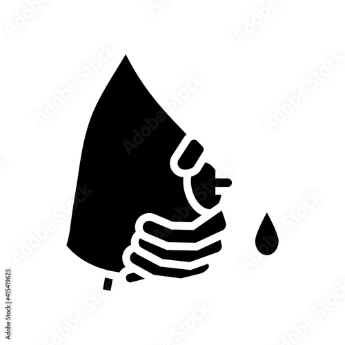 pumpking milk with hand glyph icon vector. pumpking milk with hand sign. isolated contour symbol black illustration
