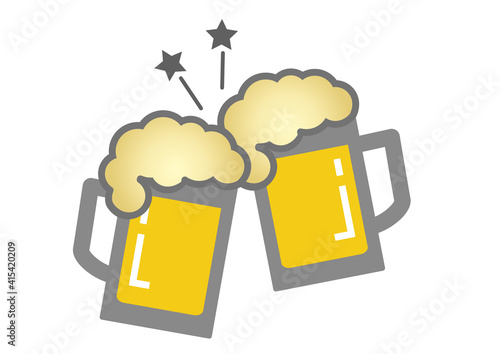ジョッキのビールで乾杯しているベクターイラスト