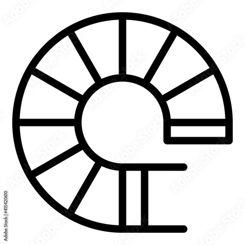 Top view circular stairs icon. Outline top view circular stairs vector icon for web design isolated on white background