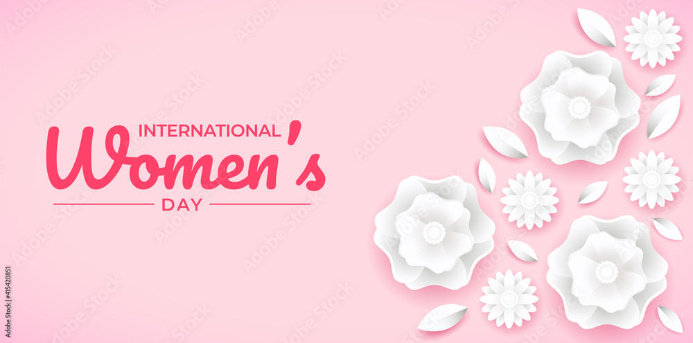 International Women's Day Paper Style Floral Banner International Women's Day Paper Style Floral Banner