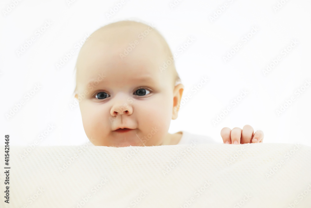 Baby and emotions. Little baby and place for text. Baby and emotions. Little baby and place for text.