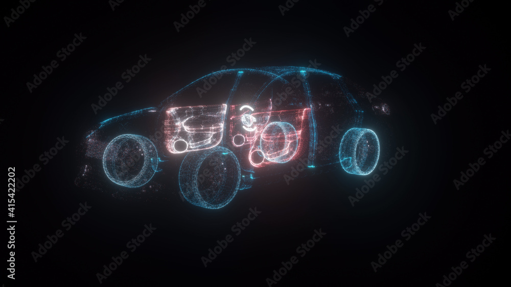 3d rendered illustration of 3d Car Scanning Hud Hologram v3. High quality 3d illustration