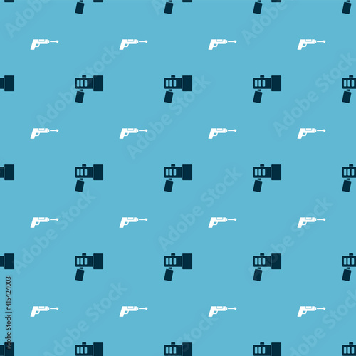 Set Flashlight and Fishing harpoon on seamless pattern. Vector.