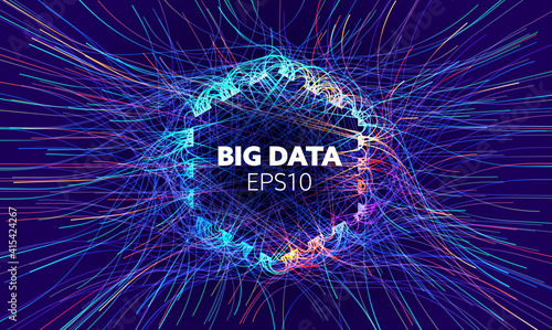 Big data vector background. Visual sort analysis. Wave flow data. Bigdata hex design.