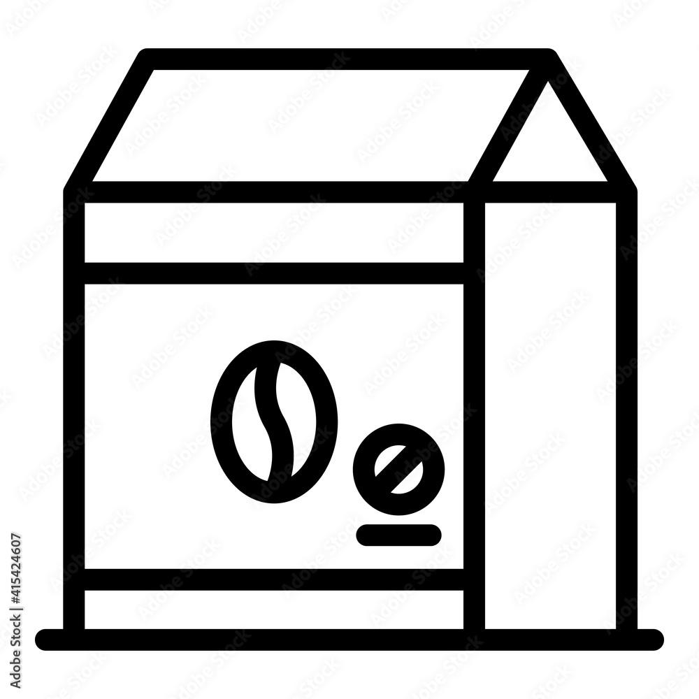 Decaf coffee pack icon. Outline decaf coffee pack vector icon for web design isolated on white background Decaf coffee pack icon. Outline decaf coffee pack vector icon for web design isolated on white background