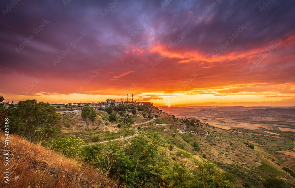 Beautiful Sunset after a Storm, Mazzarino, Caltanissetta, Sicily, Italy, Europe