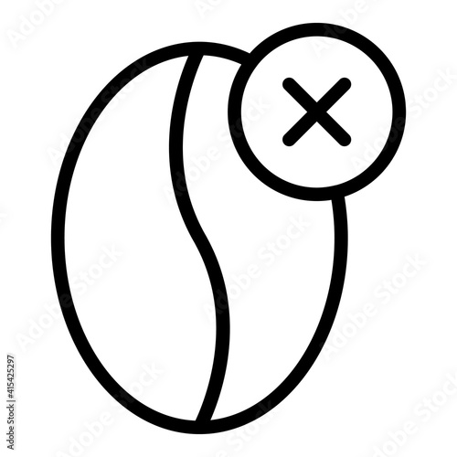 Coffee bean decaf icon. Outline coffee bean decaf vector icon for web design isolated on white background