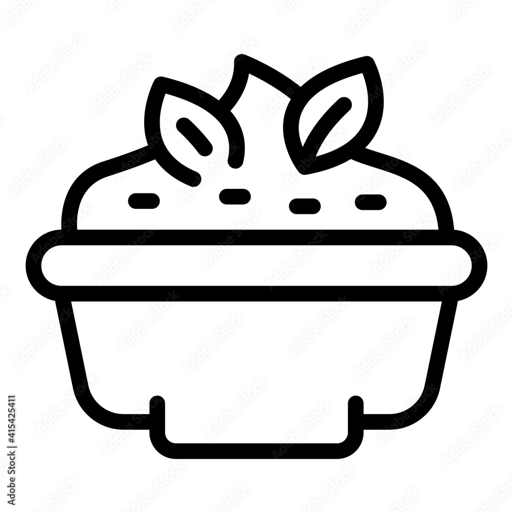 Bowl mashed potatoes icon. Outline bowl mashed potatoes vector icon for web design isolated on white background Bowl mashed potatoes icon. Outline bowl mashed potatoes vector icon for web design isolated on white background