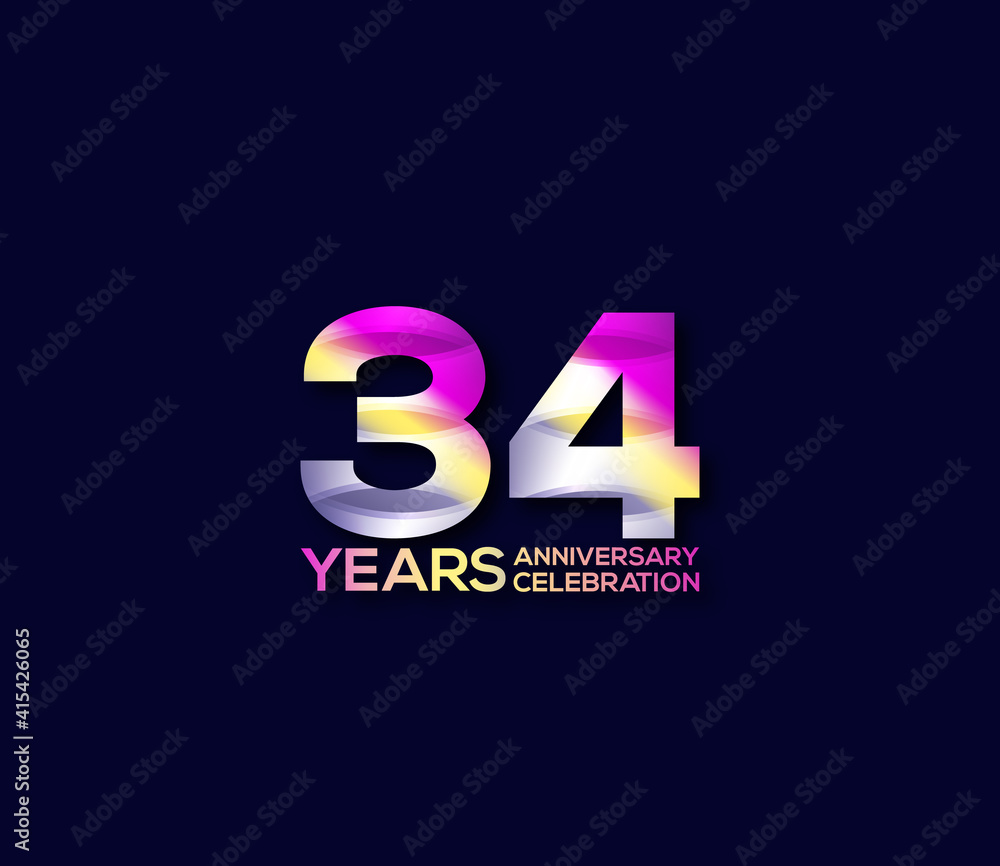 34 Year Anniversary Day background Concept 34 Year Anniversary Day background Concept