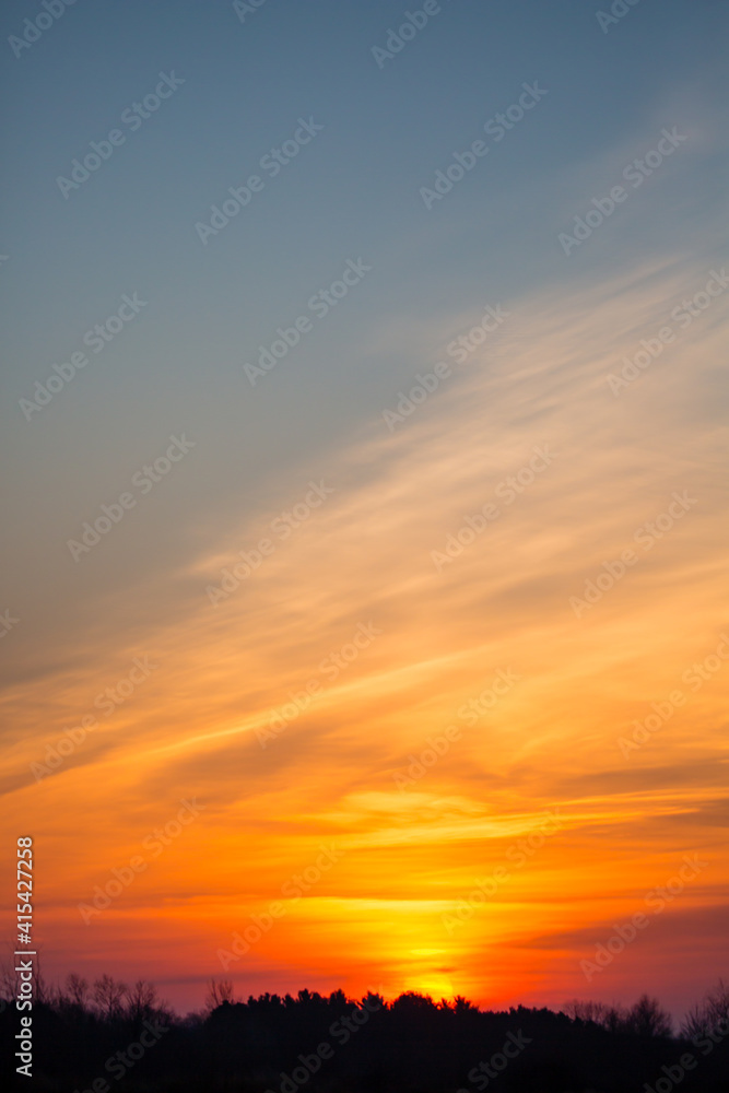 Colorful sunset sky and clouds with dramatic light and copy space Colorful sunset sky and clouds with dramatic light and copy space