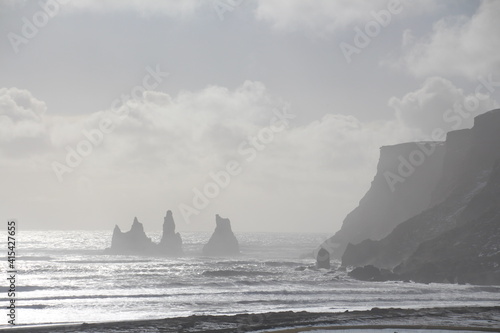 Rocky cliffs, angry sea