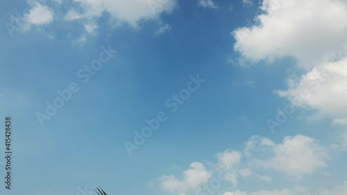 Time Lapse 4k Motion of White Clouds on Blue Sky background. Weather and Environment in Summer, Spring Season concept