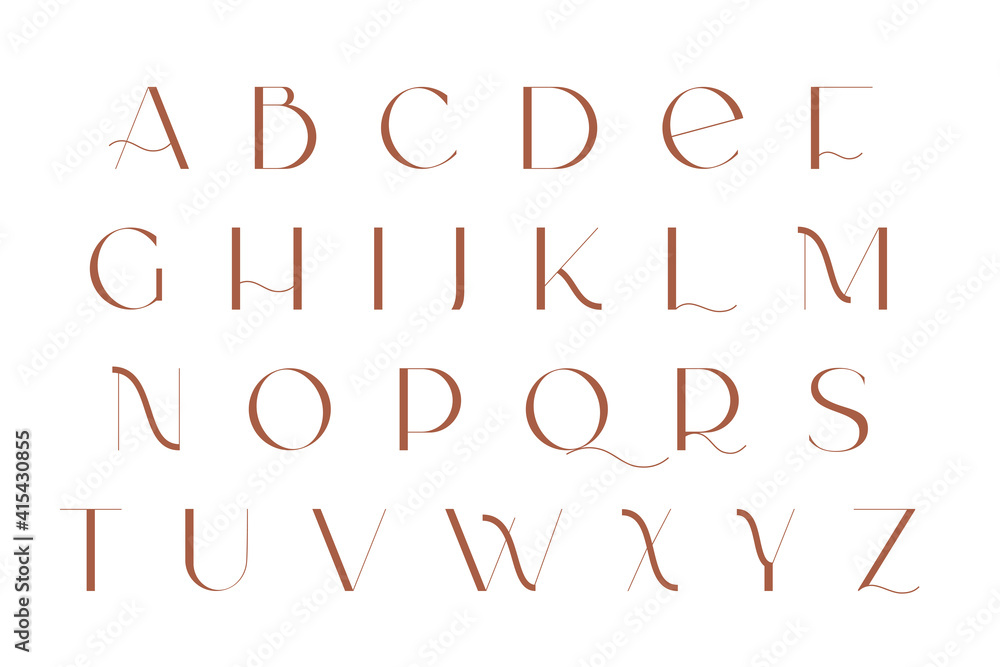 Modern sans serif elegance font. Classic minimal high contrast wedding font. Uppercase only. Vector illustration. Modern sans serif elegance font. Classic minimal high contrast wedding font. Uppercase only. Vector illustration.