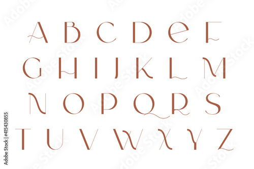 Modern sans serif elegance font. Classic minimal high contrast wedding font. Uppercase only. Vector illustration.