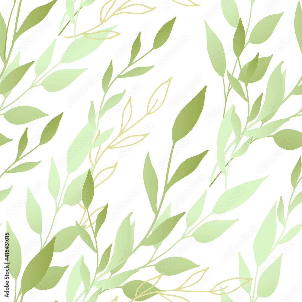 Fototapeta premium Decorative leaves. Seamless pattern. Vector illustration.