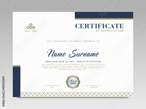 Modern Design Certificate. Certificate template awards diploma background vector modern design simple elegant and luxurious elegant. layout horizontal in A4 size