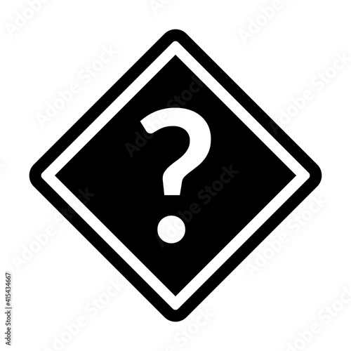 Question Mark Icon with a Traffic Sign Style Diamond Shape. Vector Image.