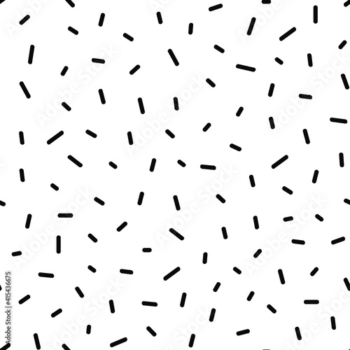 Doodle seamless pattern with black sprinkle mosaic texture. Simple vector background with chaotic sprinkles.