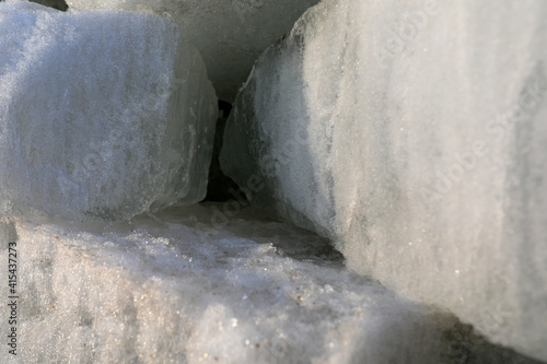 The ice is piled up in an ice cellar, North China
