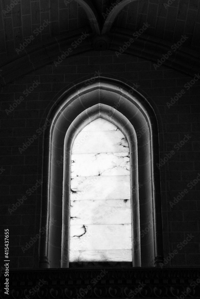 black and white church window backlight