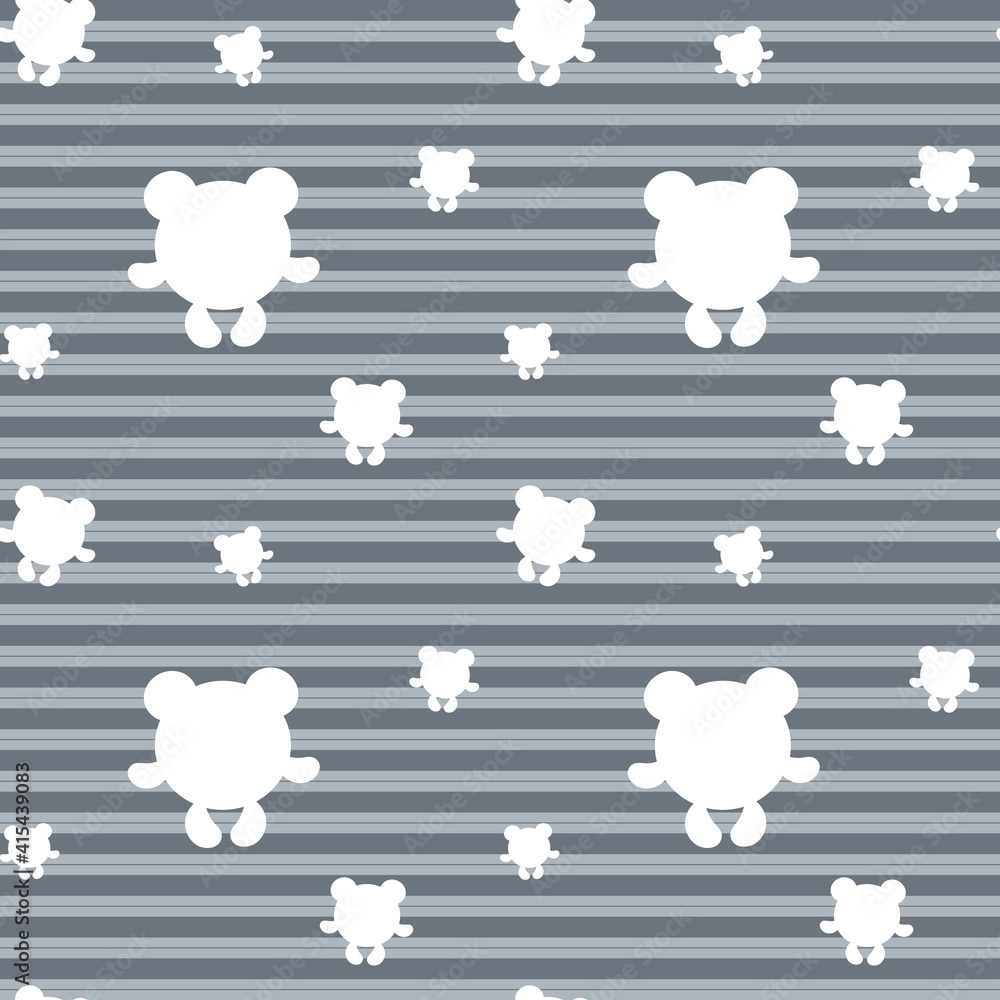 Seamless pattern with white bears on gray striped background. Funny endless decorative abstract animal backdrop vector illustration Seamless pattern with white bears on gray striped background. Funny endless decorative abstract animal backdrop vector illustration