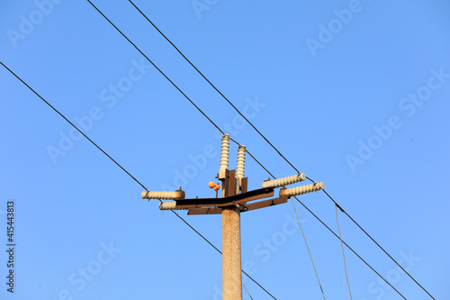 Power transmission equipment in blue sky background