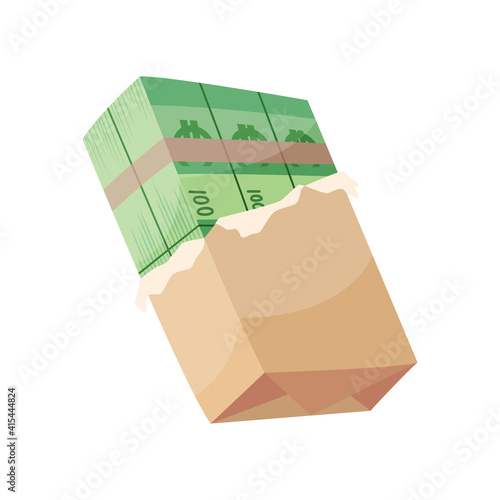 European currency note euro banknotes. Money vector illustration. Investment capital wealth savings or financial prosperity symbol. Paper money