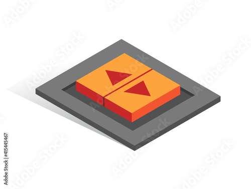 Isometric vector button. Isolated icon. Two switcher in gray and orange color