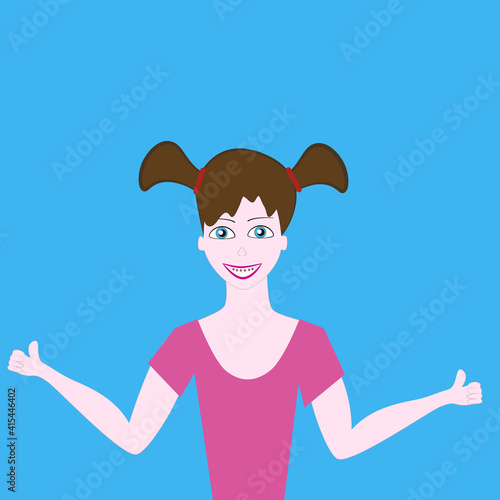 Smiling and positive girl with braces on her teeth.