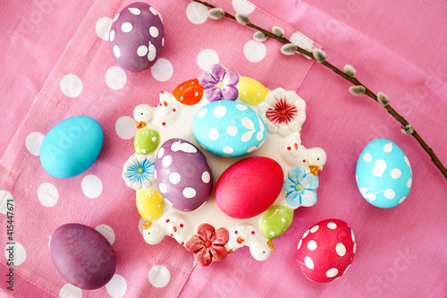 Painted eggs for Easter. Happy Easter