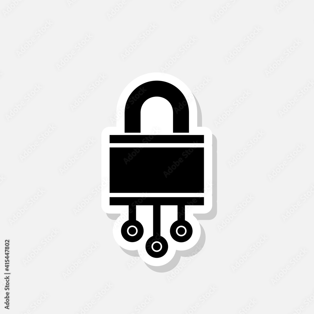 Cyber security sticker icon isolated on white background Cyber security sticker icon isolated on white background