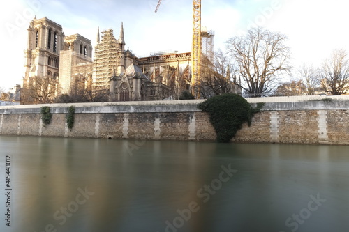 Fototapeta Naklejka Na Ścianę i Meble -  Notre Dame de Paris during repairs and the reconstruction of the roof. (February 2021)
