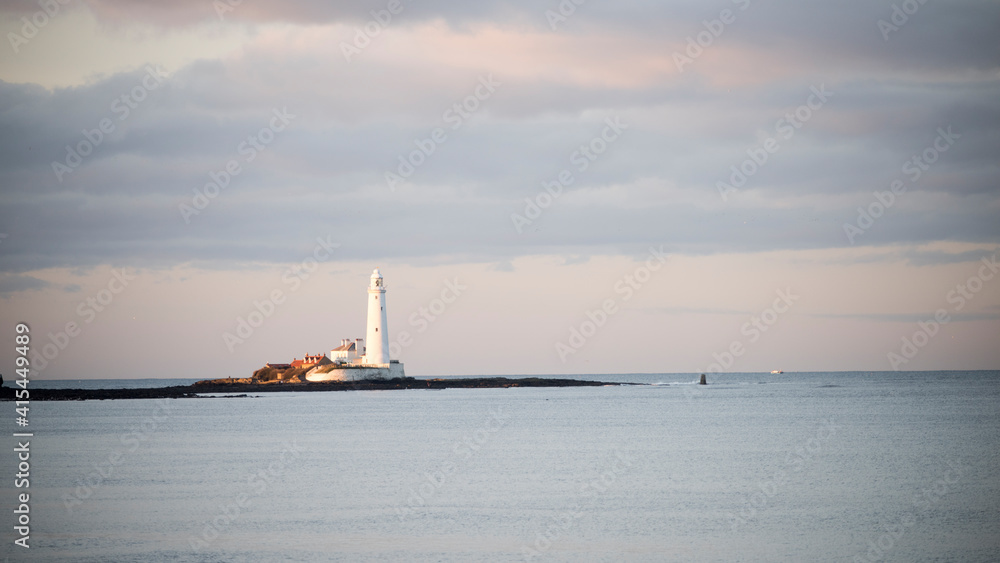 St. Mary's lighthouse and island, Whitley Bay, Tyne and Wear, England UK, United Kingdom