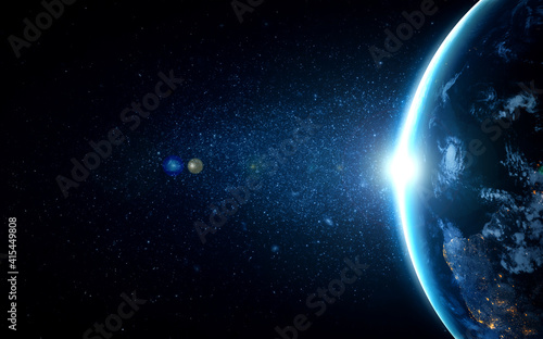 Фотография Planet earth globe view from space showing realistic earth surface and world map as in outer space point of view