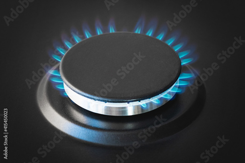 Tableau sur toile Furnace gas burner close up abstract background.