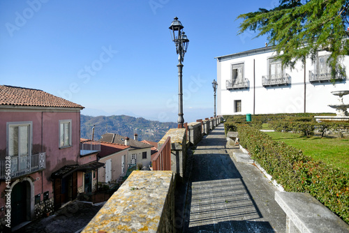 A street among the old stone houses of Montefusco, a medieval village in the province of Avellino.